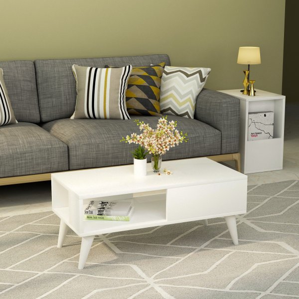 Saul soffbord 90 x 45 cm - Vit Saul soffbord 90 x 45 cm - Vit