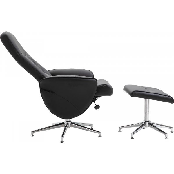 Fauteuil inclinable Julius avec repose-pieds - PU noir Fauteuil inclinable Julius avec repose-pieds - PU noir
