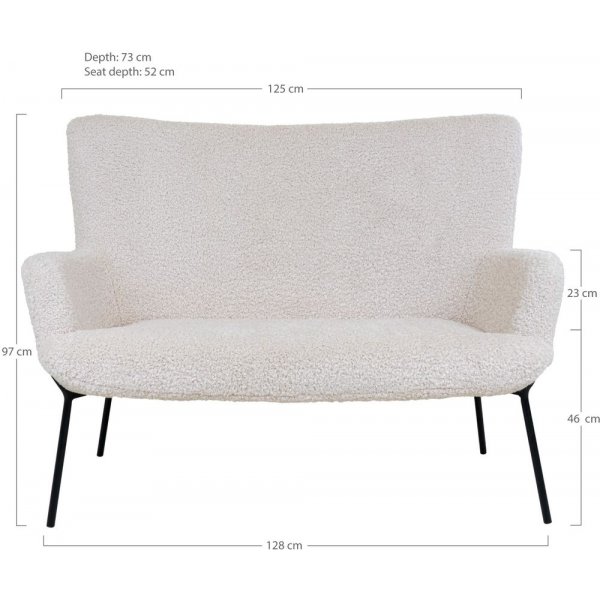 Canapé 2 places Glasgow - Peau de mouton (cuir artificiel)/noir Canapé 2 places Glasgow - Peau de mouton (cuir artificiel)/noir