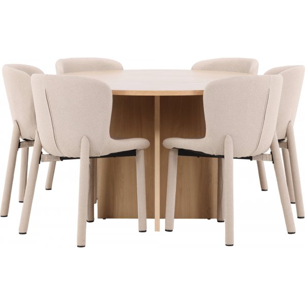 Matbord Strada med 6 st Astoria stolar - Beige/whitewash + 6.00 x Stolsdyna Matbord Strada med 6 st Astoria stolar - Beige/whitewash + 6.00 x Stolsdyna