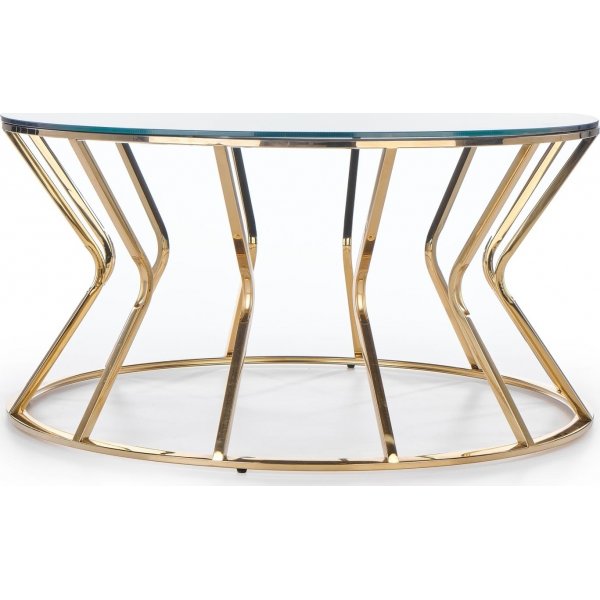 Table basse Afina 90 cm - Or/verre miroir