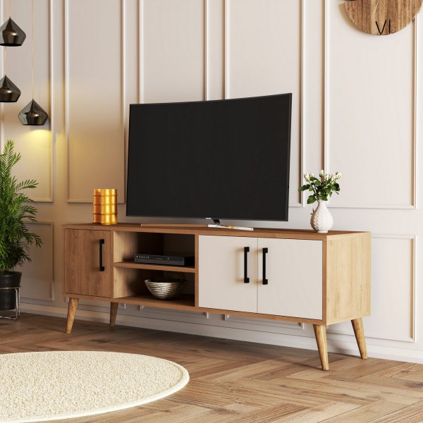 Exxen mediabank 150 cm - Eiken/wit Exxen mediabank 150 cm - Eiken/wit