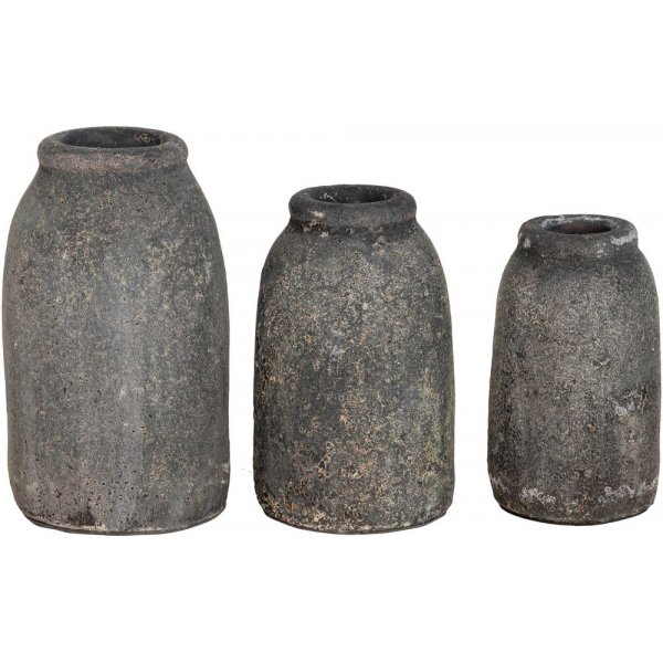 Vase décoratif Velas Terracotta - Gris foncé - 3 pcs Vase décoratif Velas Terracotta - Gris foncé - 3 pcs