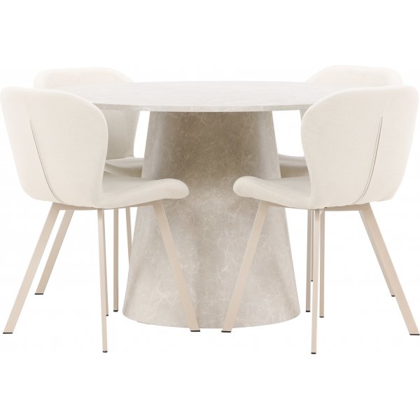 Matbord Lanzo med 4 st Lilja stolar - Beige + 3.00 x Mbeltassar