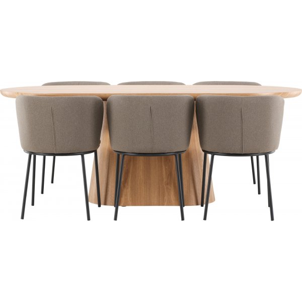 Matbord Stjrn med 6 st Edina stolar - Brun/svart + 4.00 x Mbeltassar