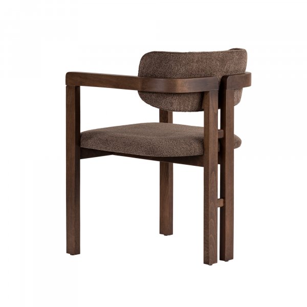 Karmstol Torpin i brun chenille och m�rk valn�t