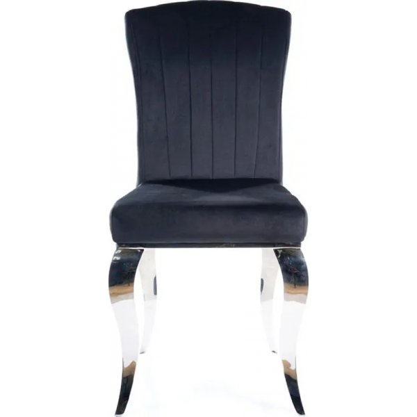 Matstol svart sammet med kromade ben Matstol svart sammet med kromade ben