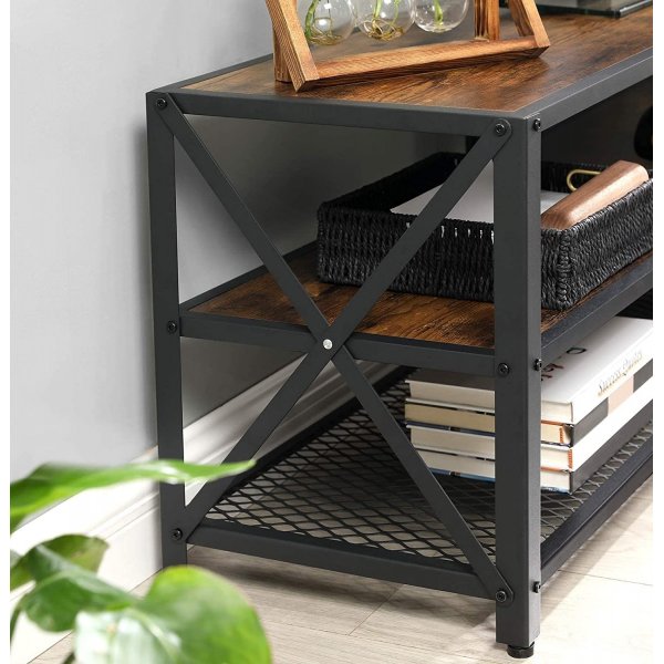 Banc multimdia Maksim 140 cm - Marron/noir