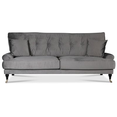 Adena 3-sits soffa - Silvergrå sammet