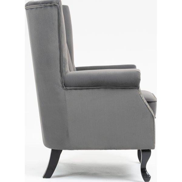 Fauteuil  oreilles en velours gris