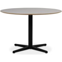 SOHO matbord Ø118 cm - Matt svart kryssfot / Perstorp ljus virrvarr SOHO matbord Ø118 cm - Matt svart kryssfot / Perstorp ljus virrvarr