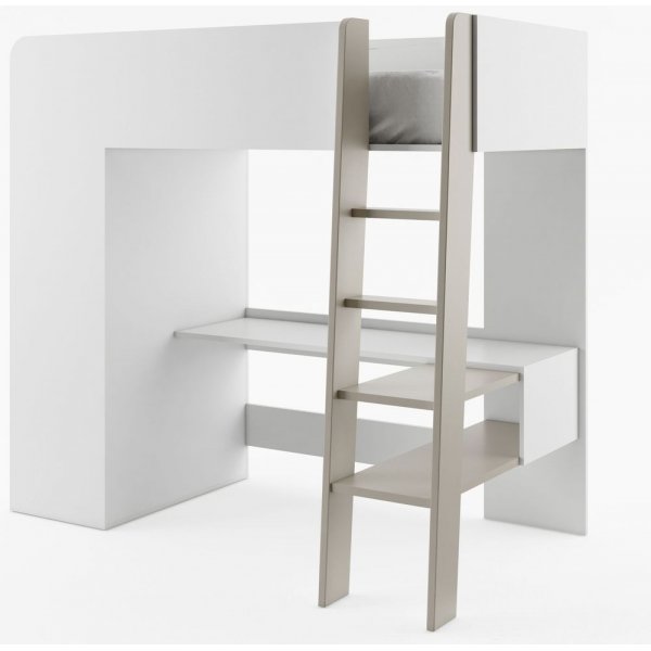 Nils Hoogslaper met kledingkast - Wit/grijs Nils Hoogslaper met kledingkast - Wit/grijs