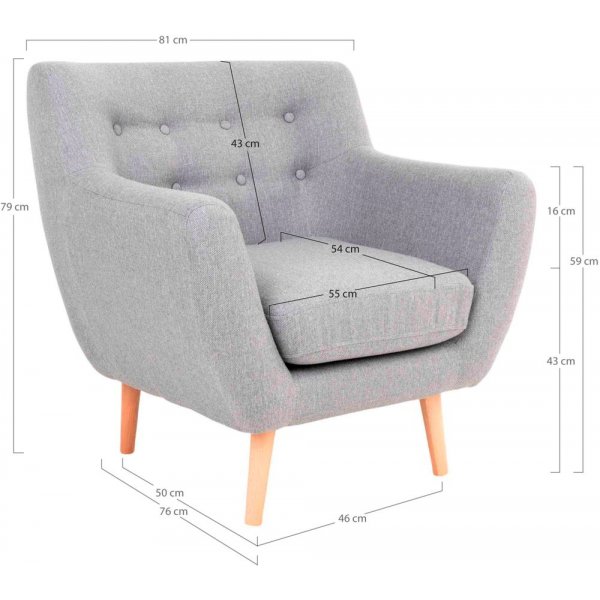 Monte Fåtölj - Ljusgrå/bok Monte Fåtölj - Ljusgrå/bok