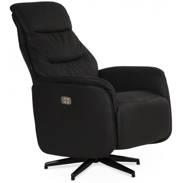 Comfort Saga (el) reclinerfåtölj med inbyggt fotstöd - Svart ecoläder Comfort Saga (el) reclinerfåtölj med inbyggt fotstöd - Svart ecoläder
