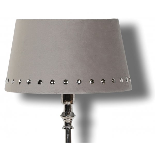 Velvet lampskrm med nitar 25 cm - Gr / krom