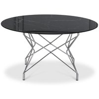 Soffbord Star 90 cm - Svart marmorerat glas / Kromat underrede Soffbord Star 90 cm - Svart marmorerat glas / Kromat underrede
