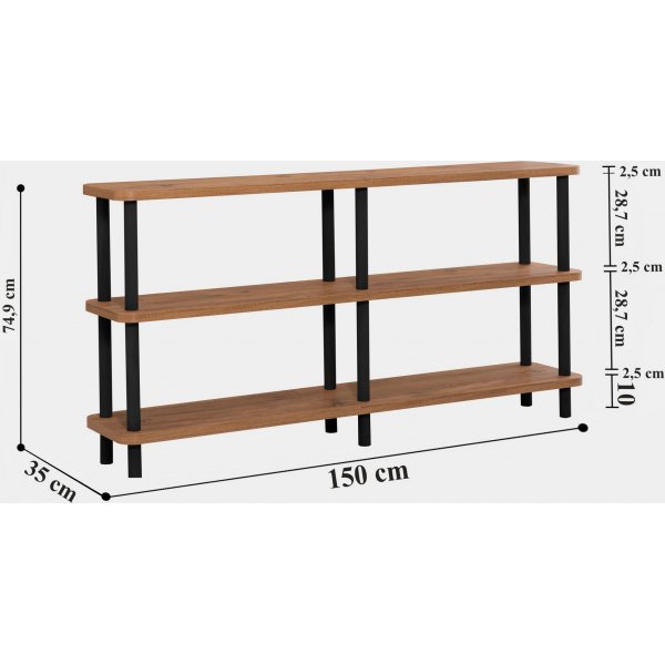 Raca bokhylla - Svart/furu