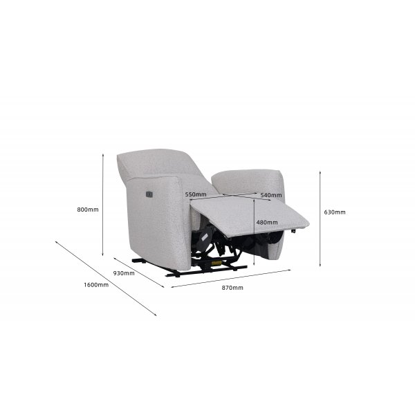 Ftlj Cinema elektrisk recliner - Ljus boucl