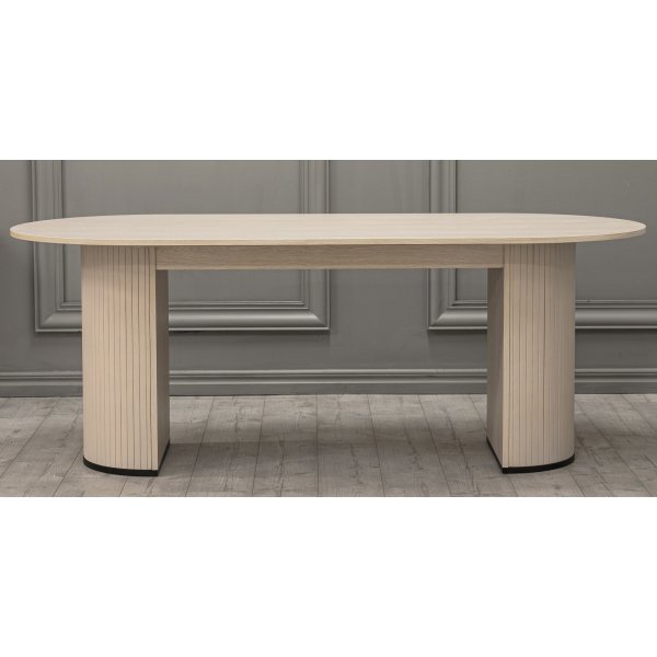 Ovale eettafel in whitewash 200x90 cm - Bianca
