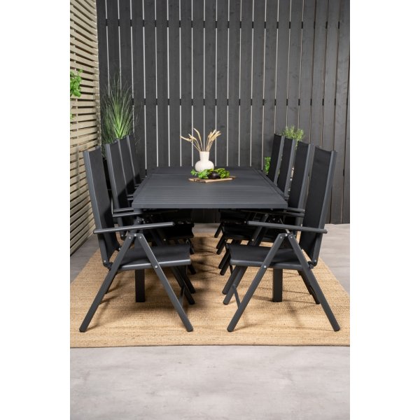 Marbella utematgrupp med 8 st Break stolar - Svart