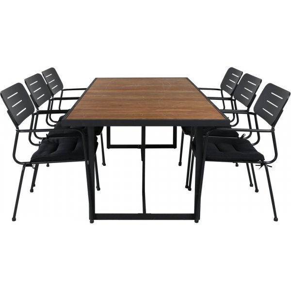 Khung utematgrupp med 6 st Nicke stolar - Svart/Natur Khung utematgrupp med 6 st Nicke stolar - Svart/Natur