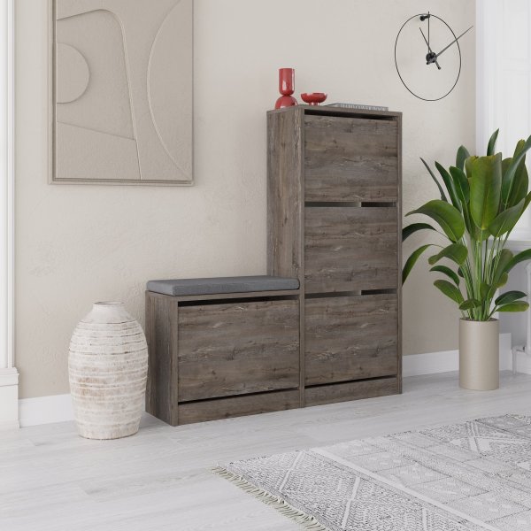 Meuble à chaussures Dude - Marron foncé Meuble à chaussures Dude - Marron foncé