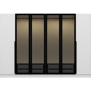 Armoire Cikani avec portes miroir 225x52x210 cm - Blanc