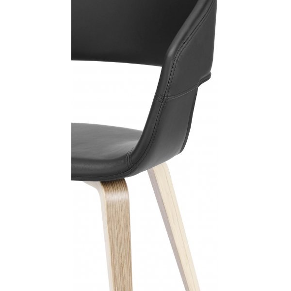 Nova matstol - Svart PU / vitoljadade träben Nova matstol - Svart PU / vitoljadade träben