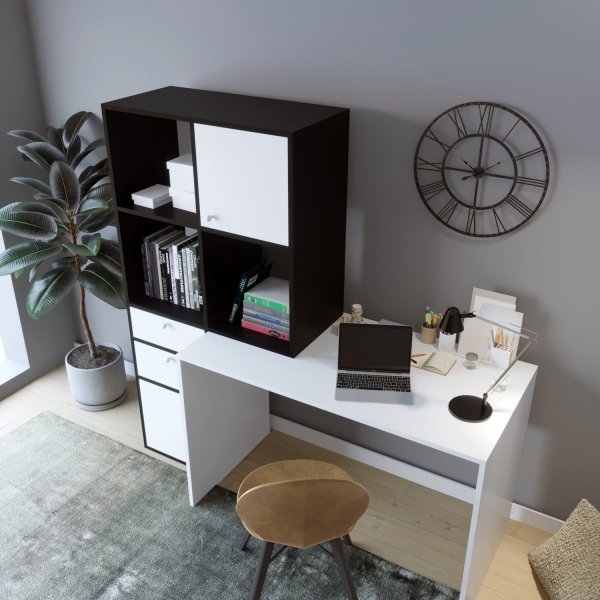Bureau Cannes 164x55 cm - Blanc/noir Bureau Cannes 164x55 cm - Blanc/noir