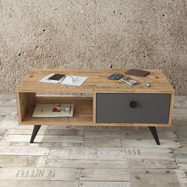 Vilamo soffbord 96 x 44,5 cm - Furu/antracit