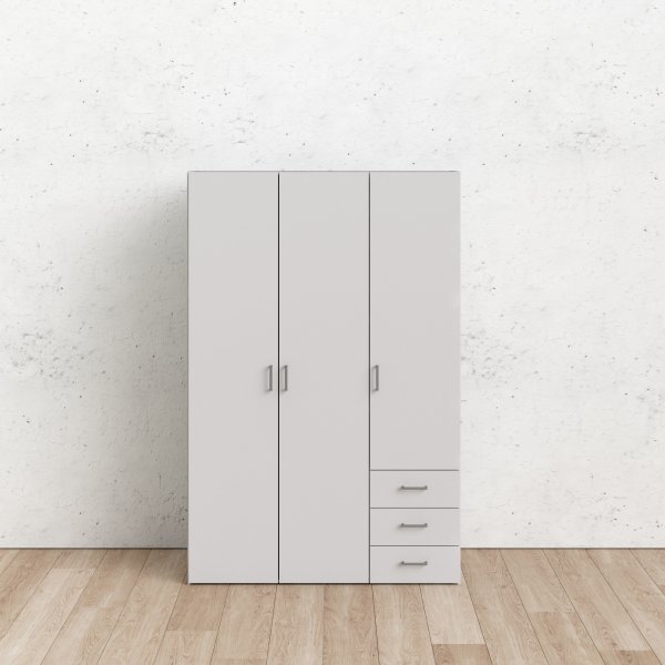 Armoire basse Space avec 3 portes et 3 tiroirs - Blanc Armoire basse Space avec 3 portes et 3 tiroirs - Blanc