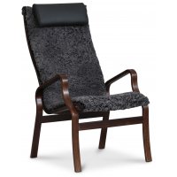 Lammet fåtölj i fårskinn scandinavian dark grey - Mörk valnöt Lammet fåtölj i fårskinn scandinavian dark grey - Mörk valnöt