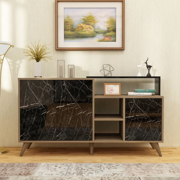 Lycke sk�nk - Valn�t/svart marmor