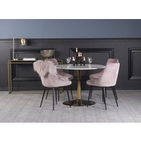 Plaza matgrupp, marmorbord med 4 st Theo sammetsstolar - Rosa/Vit/Mässing Plaza matgrupp, marmorbord med 4 st Theo sammetsstolar - Rosa/Vit/Mässing