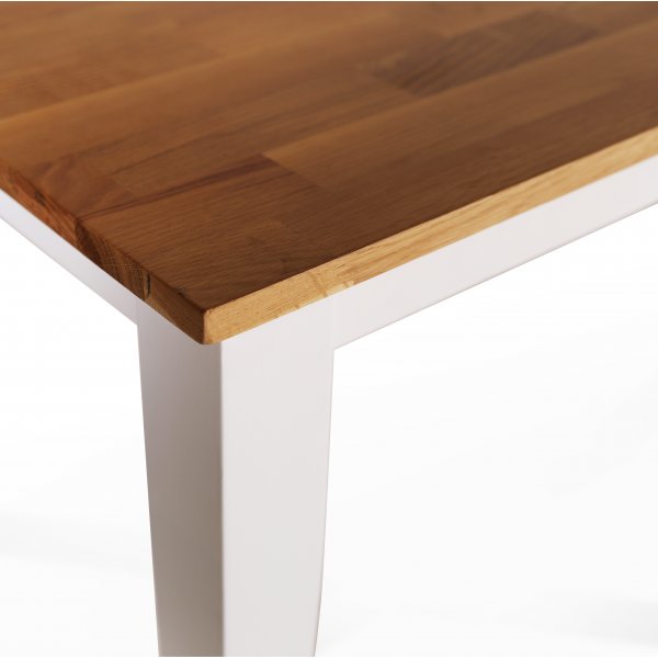 Dalars matgrupp 180 cm bord vit/ek + 6 st vita Gaston matstolar + 6.00 x Stolsdyna