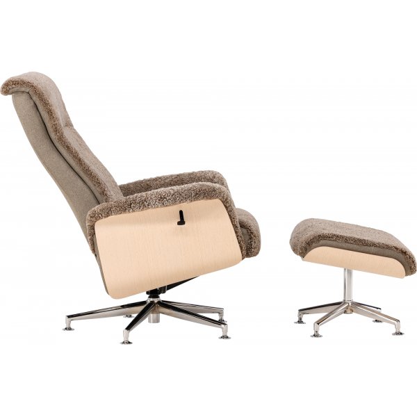 Frskinnsftlj med fotpall - Brun / ek - Ulla