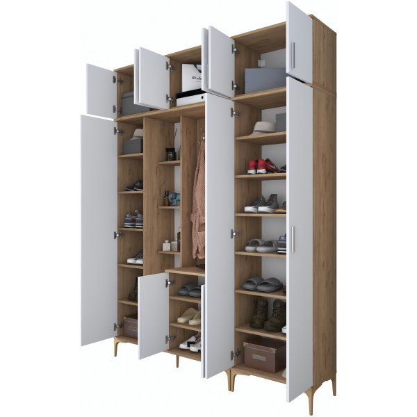 Meuble d\\\'entre Esa 180 x 37,5 x 240 cm Variante B - Noyer/blanc