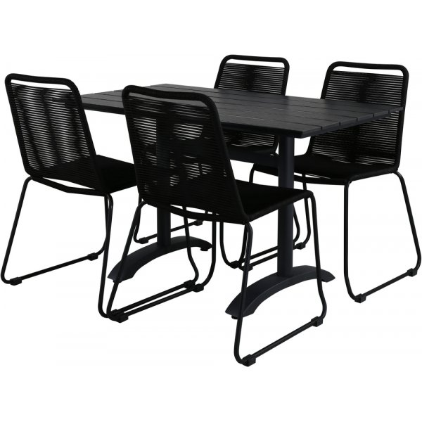 Denver utematgrupp med 4 st Lindos stolar - Svart Denver utematgrupp med 4 st Lindos stolar - Svart