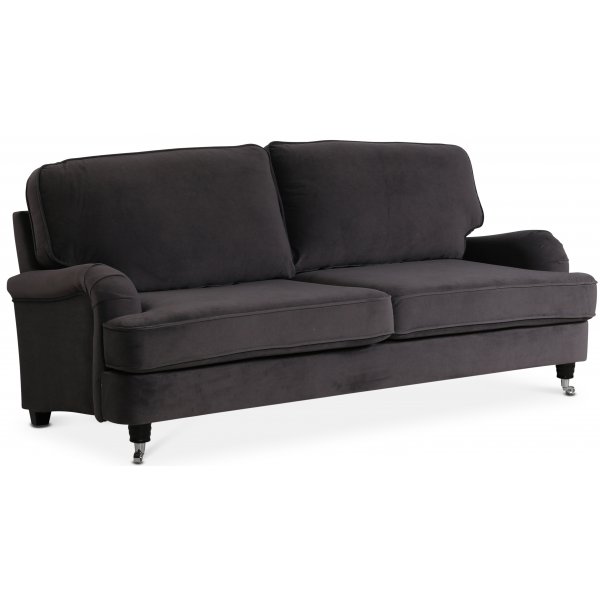 Kvarsebo Howard 3-sits soffa - Mrkgr (Sammet)