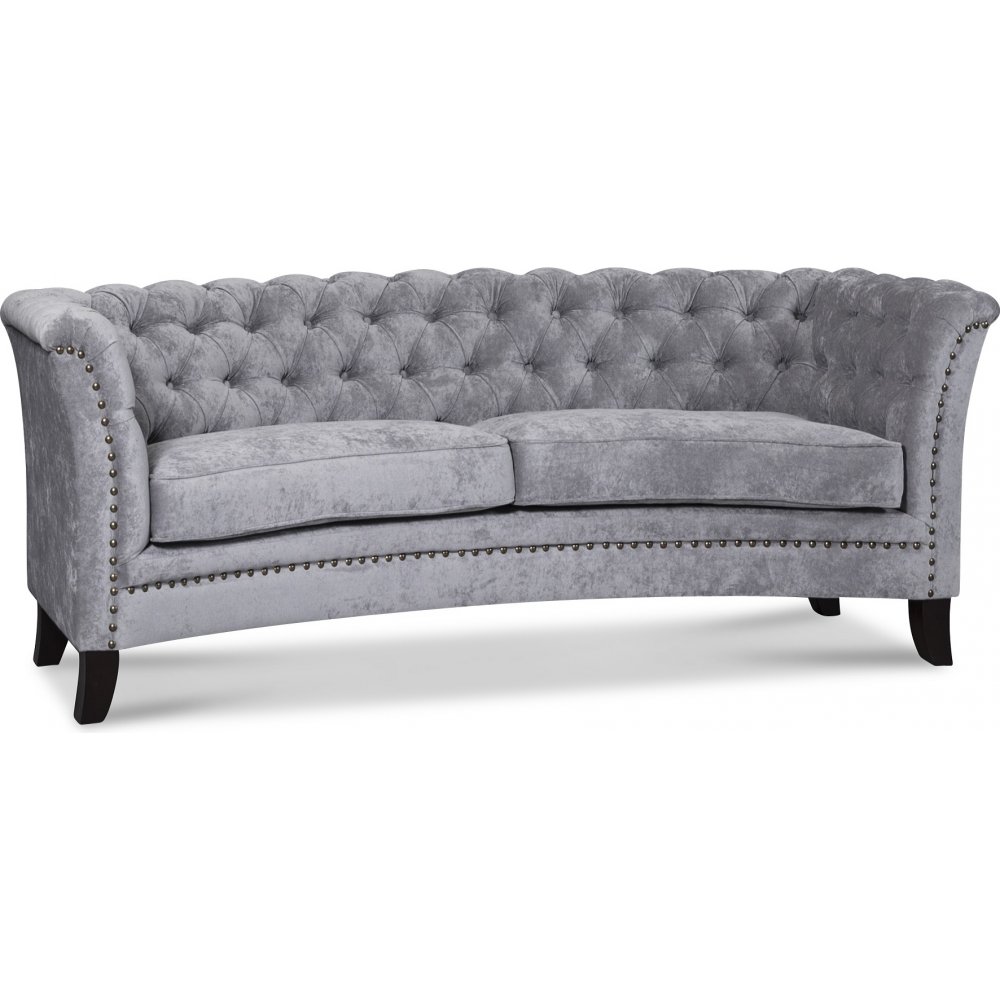 Soffa Lexington Svängd - 213 cm - Matt velvet 68 - Vinröd, Svarta - Chesterfieldsoffor, Soffor