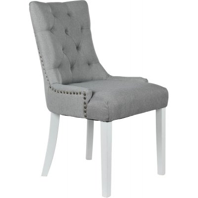 Tuva stol i grått tyg med vita ben + Fläckborttagare för möbler