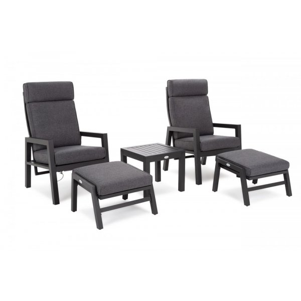Morton Fåtöljset med bord & fotpallar (recliner) - Mörkgrå/grå Morton Fåtöljset med bord & fotpallar (recliner) - Mörkgrå/grå