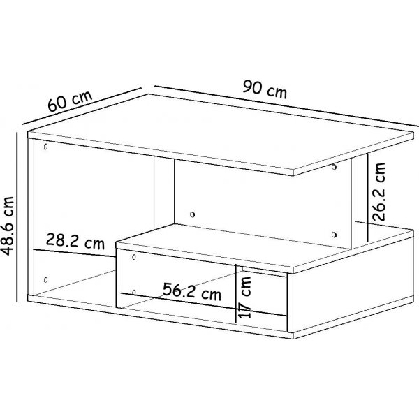 Table basse Vera 90 x 60 cm - Blanc/chêne Table basse Vera 90 x 60 cm - Blanc/chêne