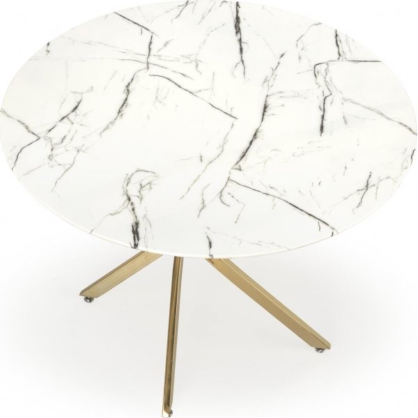 Raymond matbord Ø100 cm - Vit marmor/guld Raymond matbord Ø100 cm - Vit marmor/guld
