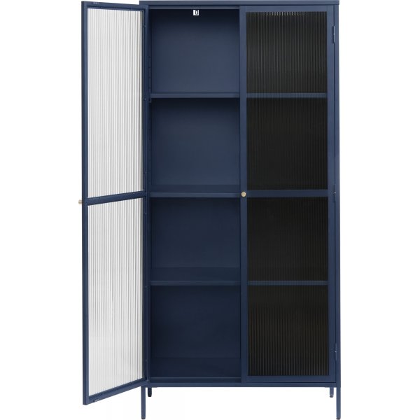 Armoire mtal bleu nuit Dobb avec portes vitres H190 cm