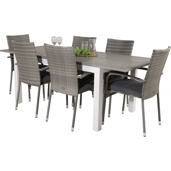 Albany utematgrupp med 6 st Anna stolar - Grå/Vit Albany utematgrupp med 6 st Anna stolar - Grå/Vit