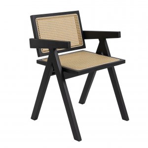 Anna karmstol - Svart med konstrotting i sits & rygg