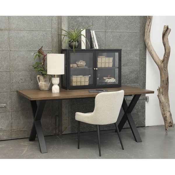 Chaise de salle  manger Boss en tissu boucl beige