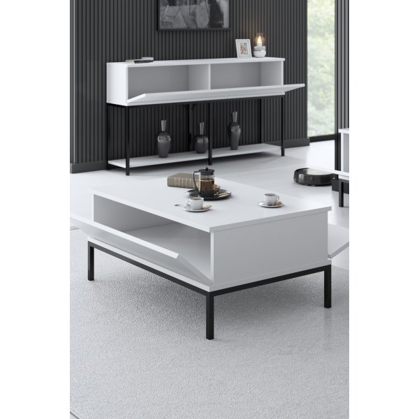 Table basse Lord 90 x 60 cm - Blanc/noir