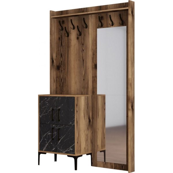 Meuble d'entrée berlinois bc - Noyer/marbre noir Meuble d'entrée berlinois bc - Noyer/marbre noir